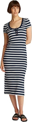 Tommy Hilfiger Vestido Ajustado Henley Dorado BTN para Mujer WW0WW43864, Azul (D