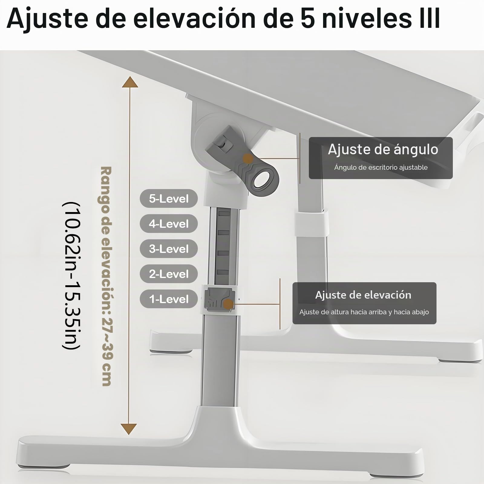 Mesa para PortáTil, Bandeja De Cama Ajustable En Altura Mesita De Noche Plegable con CajóN Estante LáMpara De Escritorio USB Y Ventilador para Cama Sofá Suelo 60 X 40 Cm