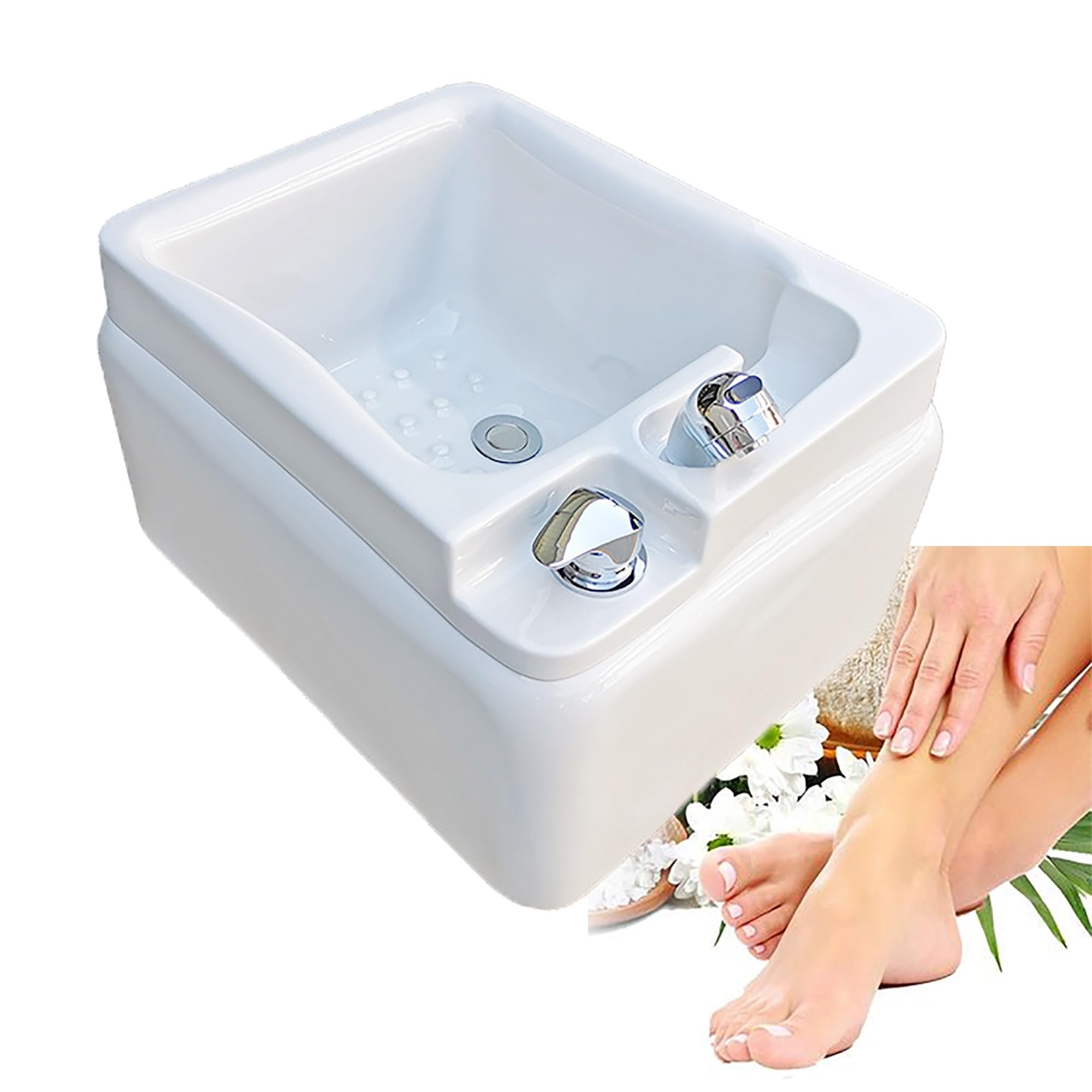 Fußsprudelbad, Quadratische Fußbadewanne aus Acryl, Massage-Fußbad, Pediküre-Schüssel, Pediküre-Fußbad mit Akupunkturpunktmassage, für die Spa-Behandlung zu Hause, Pediküre-Stuhl, Shampoo-Waschbecken