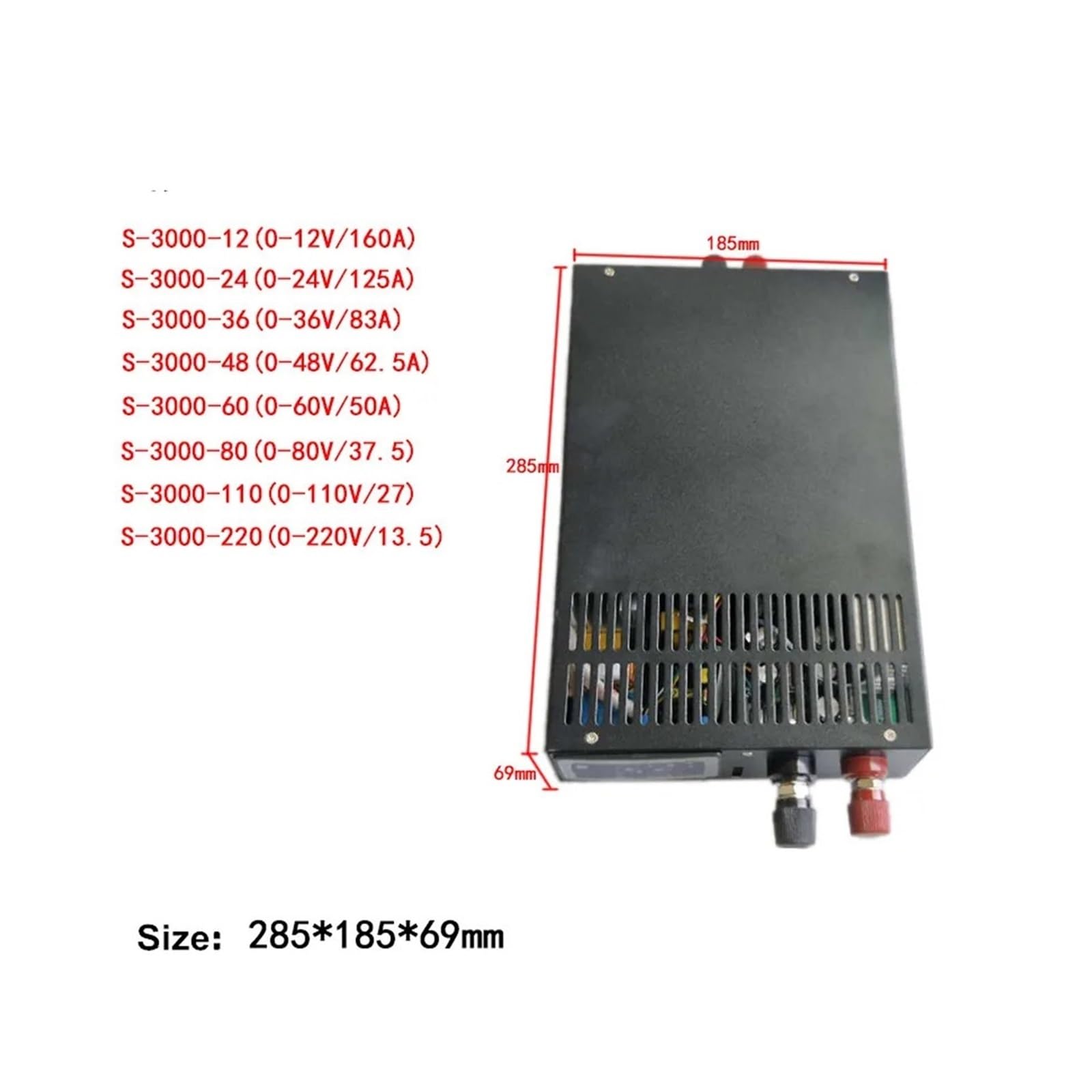 Zasilacz impulsowy 3000 W, 0-12 V, regulowane wyjście 15 V, 24 V, 36 V, 48 V, 60 V, 80 V, 100 V, 110 V, 200 V, 300 V AC do DC Dispaly LED (0-110 V 0-27 A)