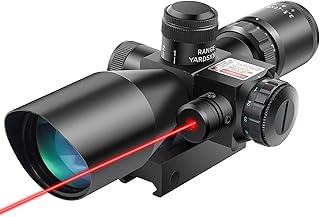 Beileshi 2.5-10x40 Red Green Illuminated Tactical Rifle Scope Crossbow Scope with Red Laser Combo less than 5mW Output - Beileshi