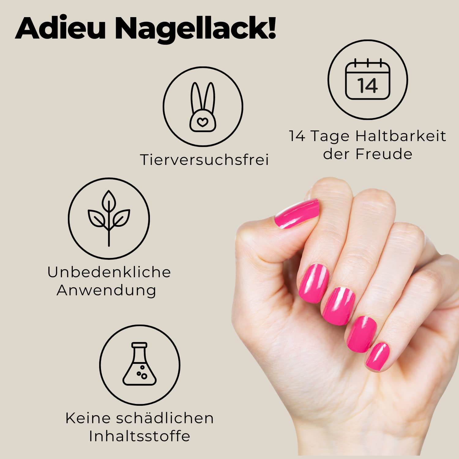 Miss Sophie Pellicola per unghie - "Pink Perfection", Tinta unita, Rosa, Nail Wraps -24 pellicole per unghie autoadesive ultrasottili a lunga durata