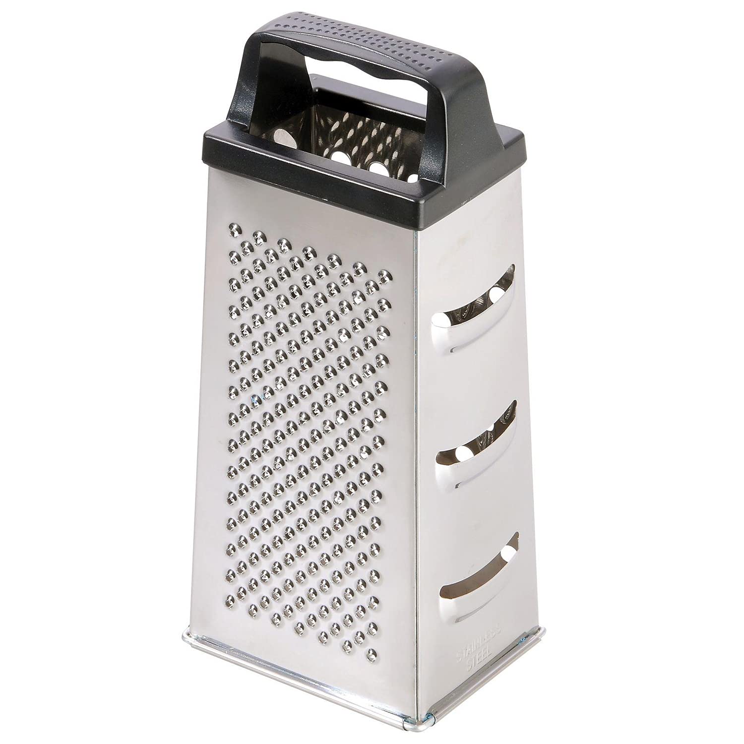 Westmark Square Grater With 4 Cutting/Grating Surfaces, Height: 15.7 cm, Stainless Steel/Plastic, Silver/Black, 11422270