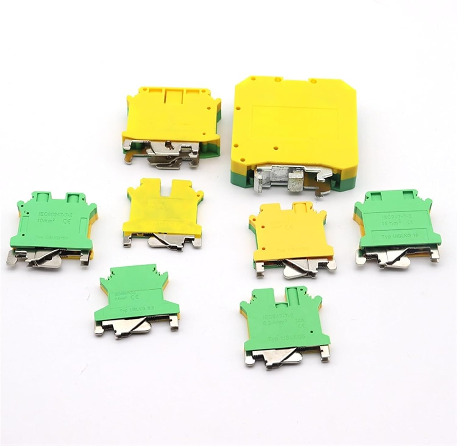 DWFSKZKV 10個 DINレールターミナルブロック USLKG2.5-35N ネジ式アース端子ワイヤ電気コネクタ配電ボックス