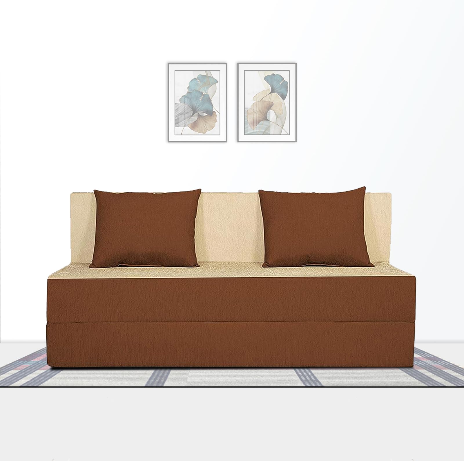 Adorn India Easy Three Seater Sofa Cum Bed (Brown and Beige) (5x6) (B01K9YGDWA) Amazon Price History, Amazon Price Tracker