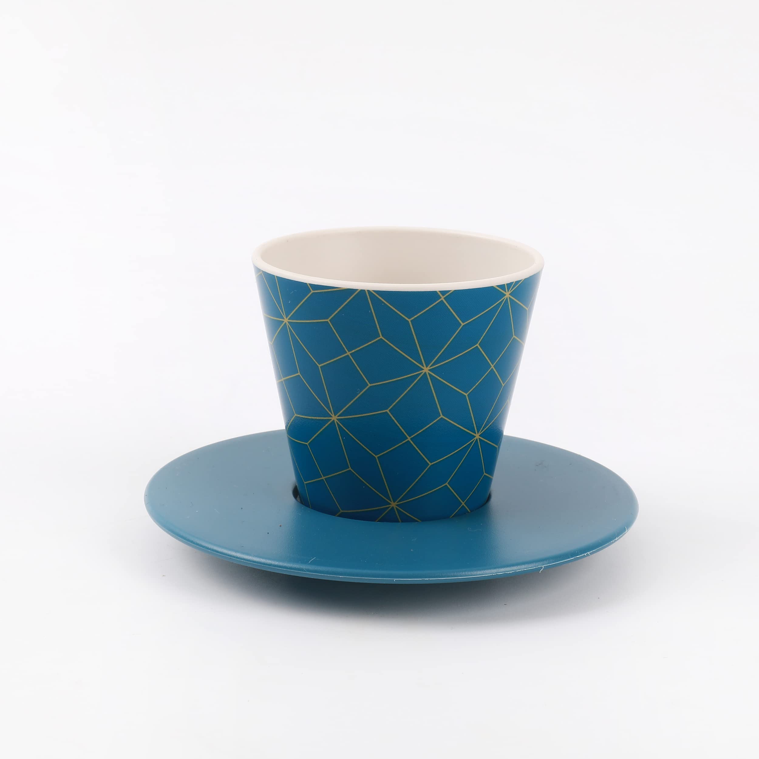 IDRINK® - RPET Mug, Saucer and Spoon Set | Great and Cute Gift Environmentally Friendly | (Polygon)