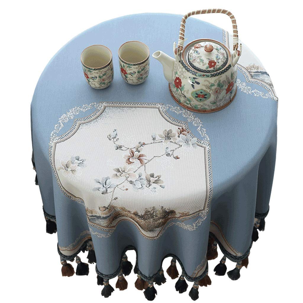 Nappe de table ronde européenne au tissu résistant et finitions haut de gamme