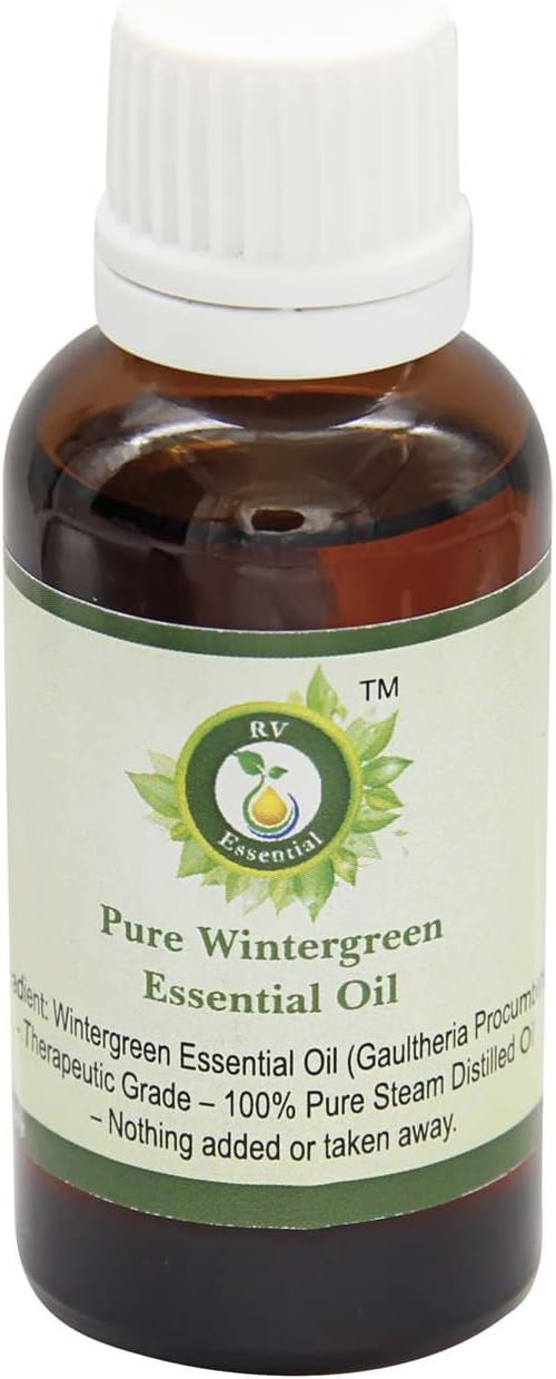 Wintergreen Essential Oil | Gaultheria Procumbens | Wintergreen Oil | for Pain Relief | for Massage | 100% Pure Natural | Steam Distilled | Therapeutic Grade | 10ml | 0.338oz by R V Essential