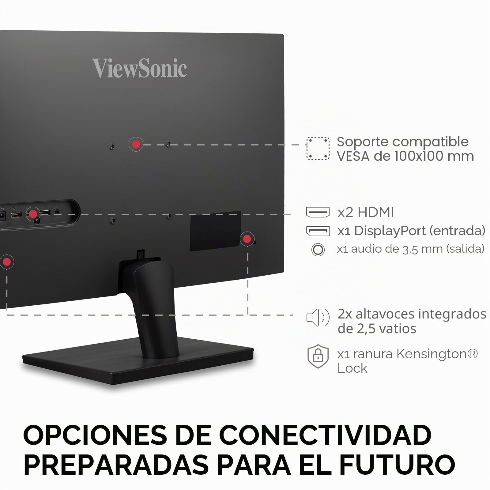ViewSonic VS2725-2K Monitor 27 pulgadas 2K QHD, 100Hz, 1ms MPRT, VA, Altavoces duales, Sin marco, HDR10, 2 x HDMI, DP, 2 años de garantía