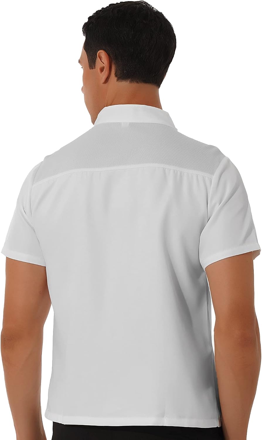 JanJean Mens Short Sleeve Classic Chef Coat Jacket Restaurant Kitchen Cook Uniform Tops Fancy Shirt