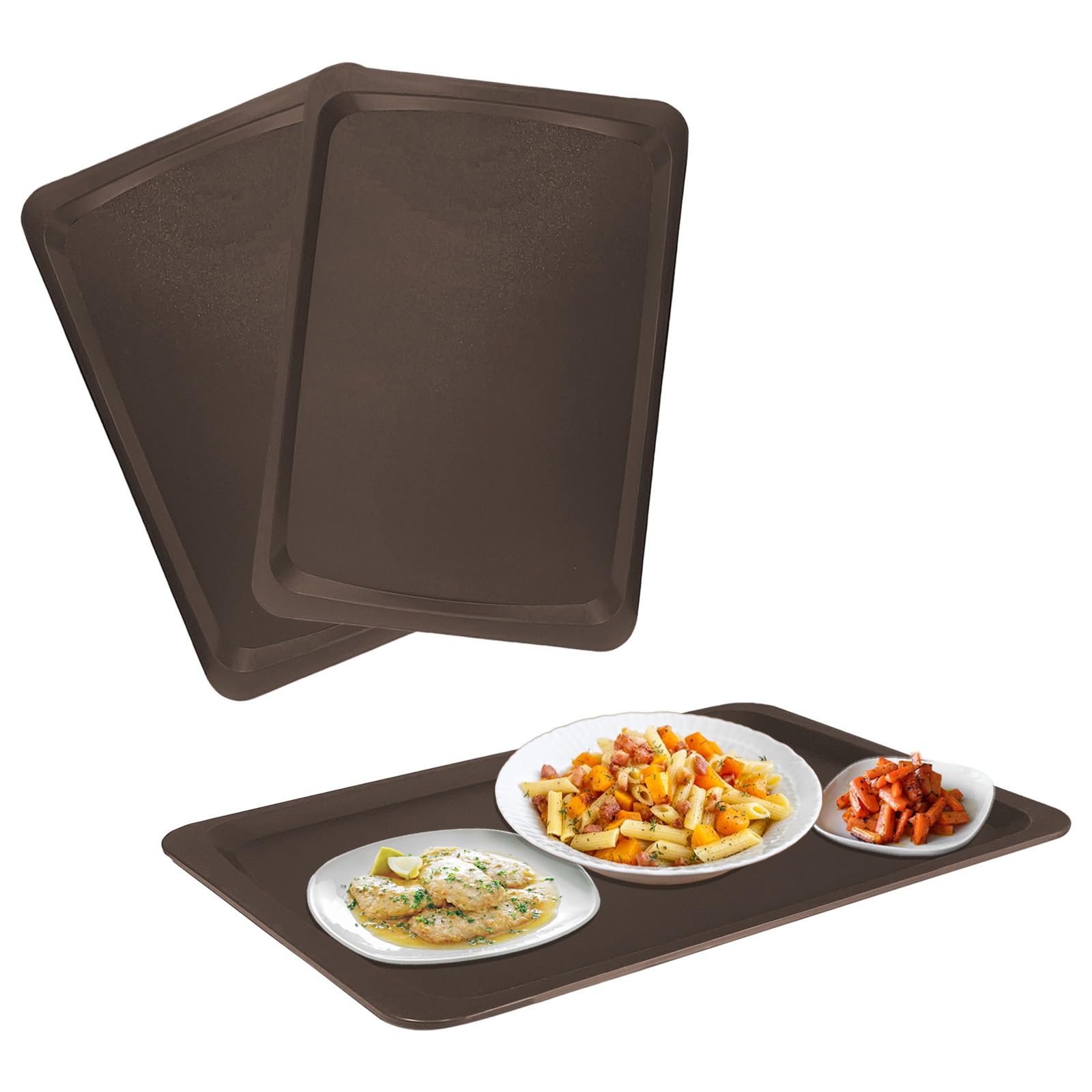 Sicignano Lot de 2 plateaux Euronorm pour mense, polypropylène alimentaire marron 53 x 37 cm, 660 g, empilable, fabriqué en Italie, capacité 2 assiettes, 2 tasses, 1 petit assiette
