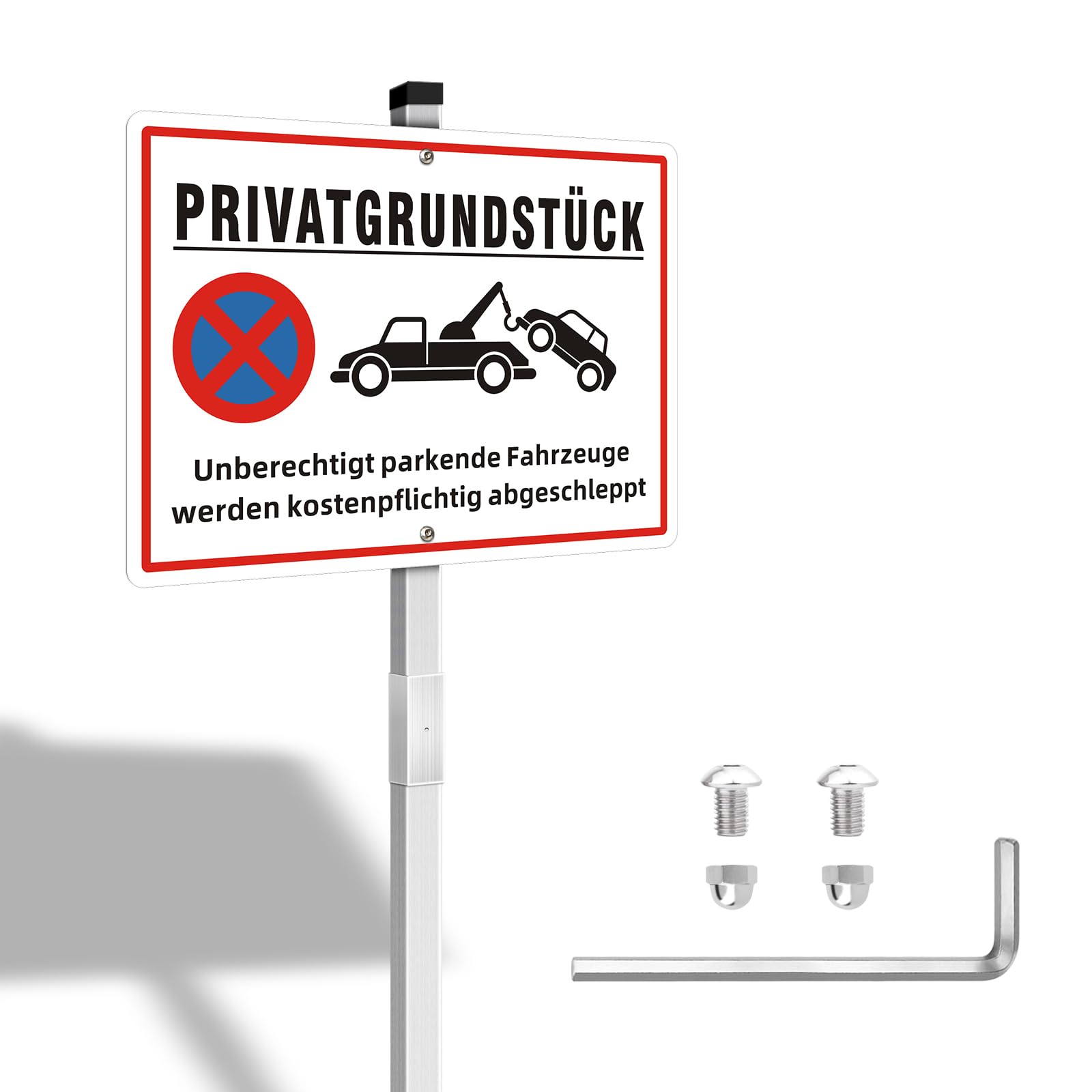 T&R 'No Trespassing' Schild Für Privatgrundstück | 35,6x25,4 Cm, Rostfreies Aluminium | Wetterfest & UV-geschützt, Mit Pfahl Zum Einstechen