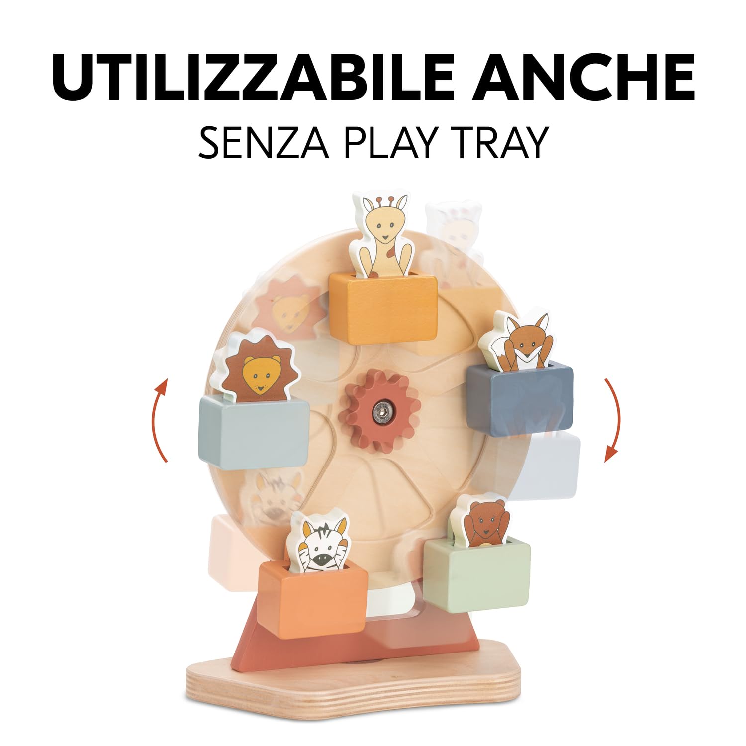Hauck Play Fun Fair S Ruota Panoramica Gioco Neonato - Combinabile con Vassoio hauck Play Tray per Seggiolone Pappa Alpha+, Beta+ e Arketa - Aiuta la Coordinazione Occhio-Mano, Dai 12 Mesi - Animali