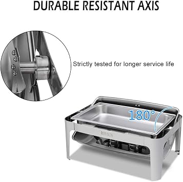 ROVSUN Chafing Dish Buffet Set, 9 Quart Roll Top Stainless Steel Chafer, NSF Rectangular Set with Food Pan, Water Pan and Fuel Holders, for Wedding, Parties, Banquet, Catering Events