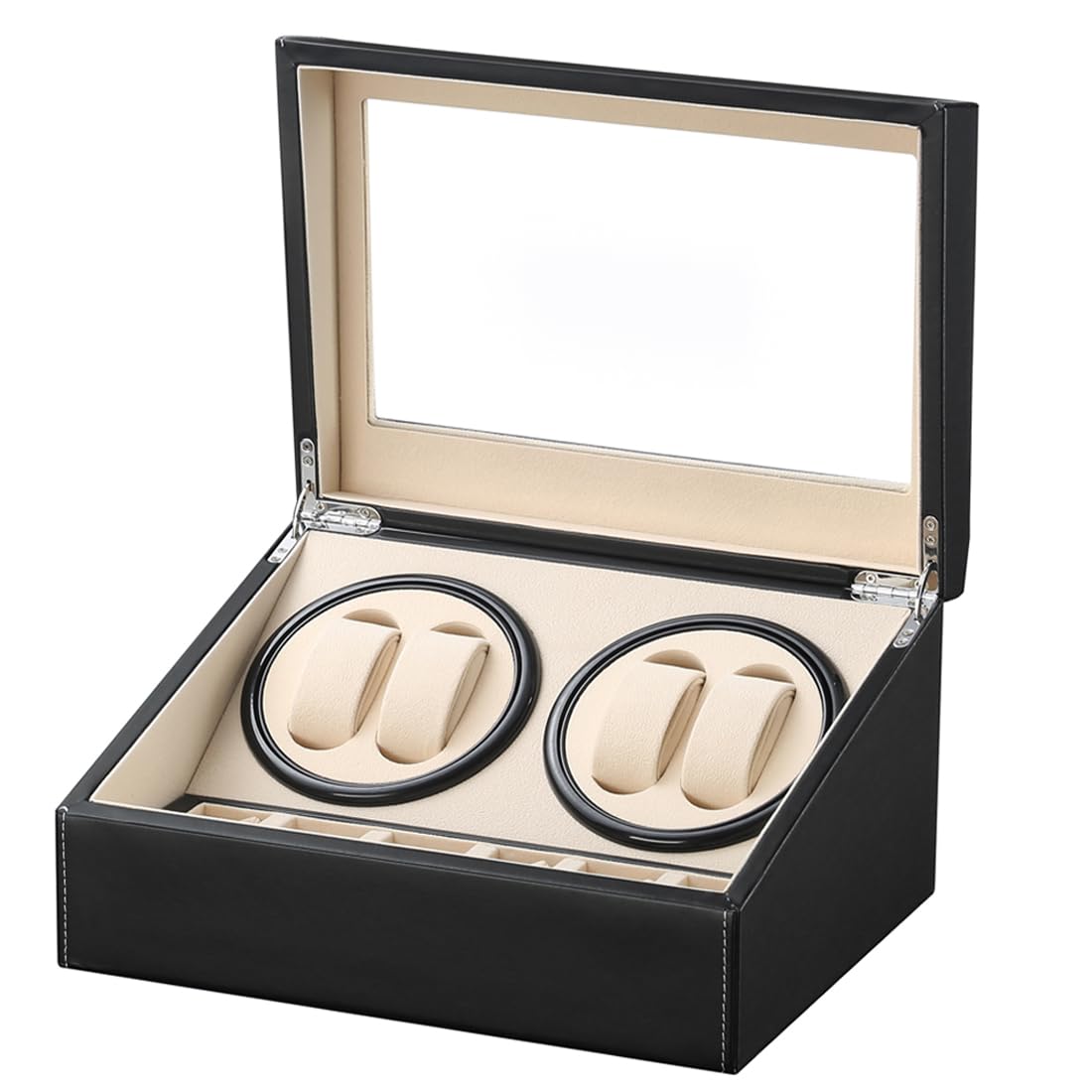 Automatische Uhrenbeweger Box,luxuriöser Uhrenbeweger,Uhrengehäuse mit leisem Mabuchi Motor,PU-Leder Uhrengehäuse mit Netzteil,Lagerung Schmuckschatulle…