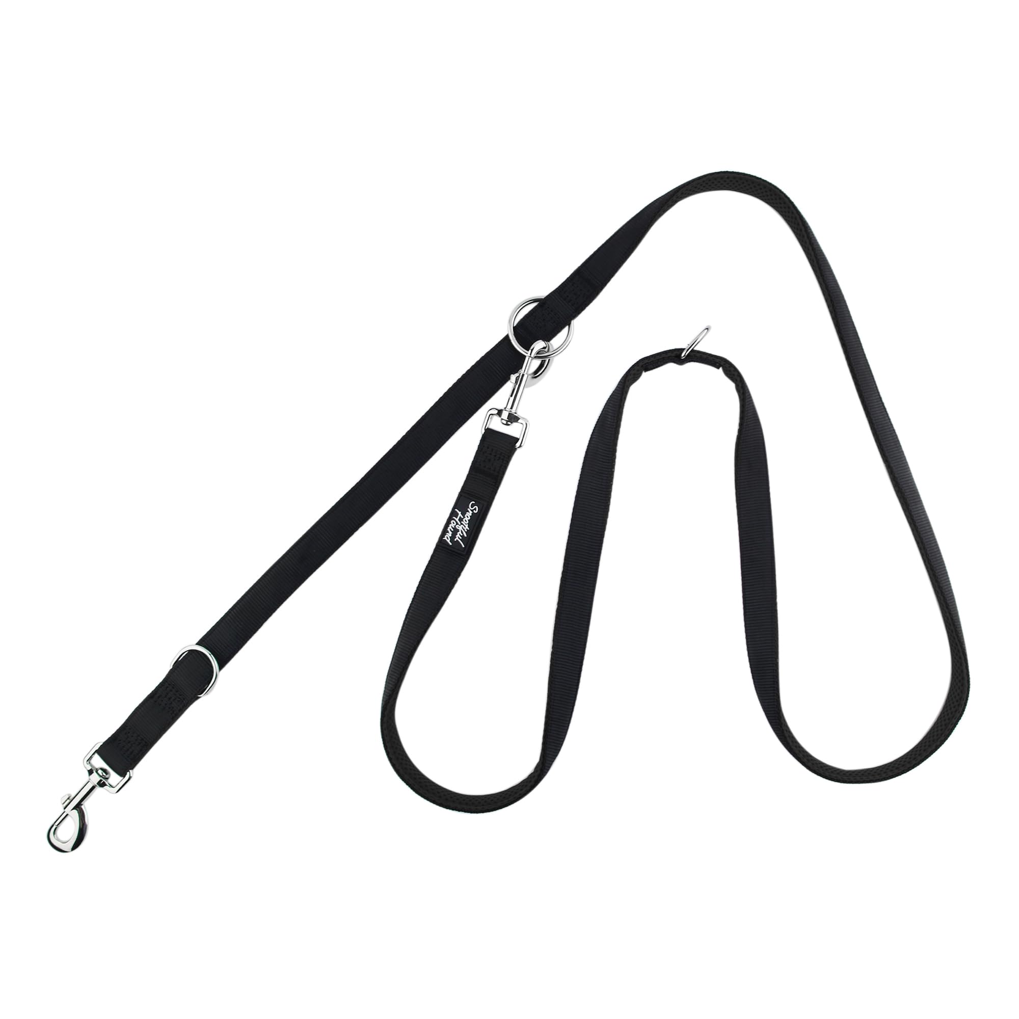 Snootiful Hound Double Ended Dog Lead - Ideal Training Lead - Comfort Mesh Padding - Double Clip Leash - 220cm x 2.5cm (Black) - Image 2