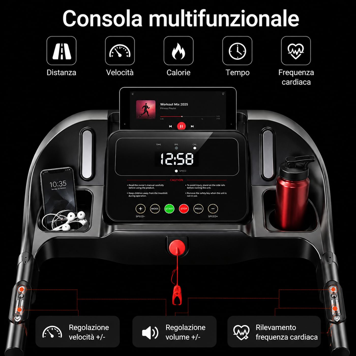 Tapis Roulant Pieghevole da Casa 14KM/H, Inclinazione Manuale 15%,Tapis Roulant Elettrico Silenzioso 3.0HP, 12+3 Programmi Fitness, Ammortizzazione Multistrato, Sensore Cardiaco
