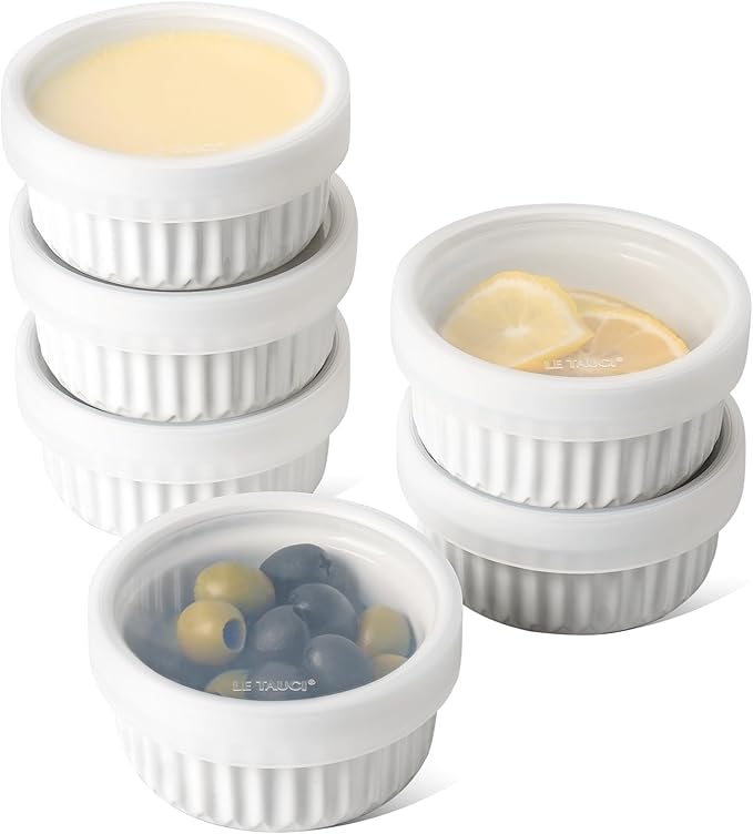 Amazon.com: LE TAUCI Ramekins with Lids, [2nd Gen] 4 oz Oven Safe Creme ...