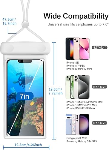 Miniatura 3 de wellhouse Bolsa impermeable para teléfono, funda impermeable para iPhone 16 15 14 13 Pro Max XS Samsung, IPX8 3D bolsa seca para teléfono celular