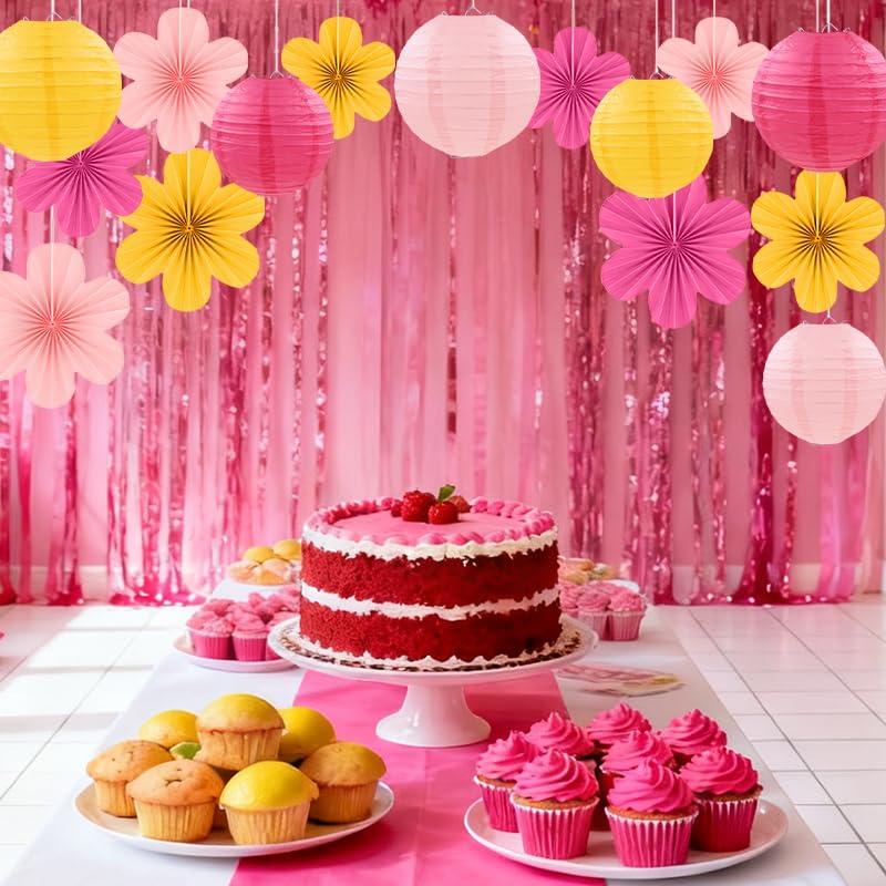 Zestaw do dekoracji imprezowych, wiszące papierowe lampiony, papierowe kwiaty, na urodziny, baby shower, ślub, klasę, dekoracje ścienne, 15 szt