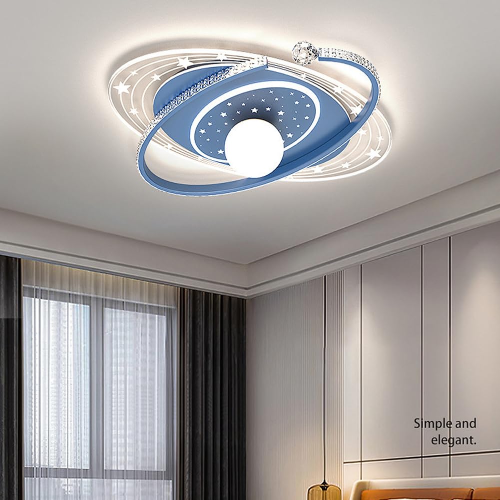 Lampa sufitowa LED z pilotem zdalnego sterowania, nowoczesny design gwiazdy i księżyca, do pokoju dziecięcego, metalowe i akrylowe, kreatywne oświetlenie pierścieniowe do sypialni i salonu