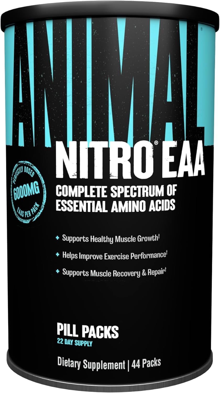 ANIMAL Nitro - aminoácidos EAA y BCAA para el desarrollo muscular y la regeneración - Aminoácidos esenciales para el fitness, el culturismo y los entrenamientos intensivos - 44 envases.