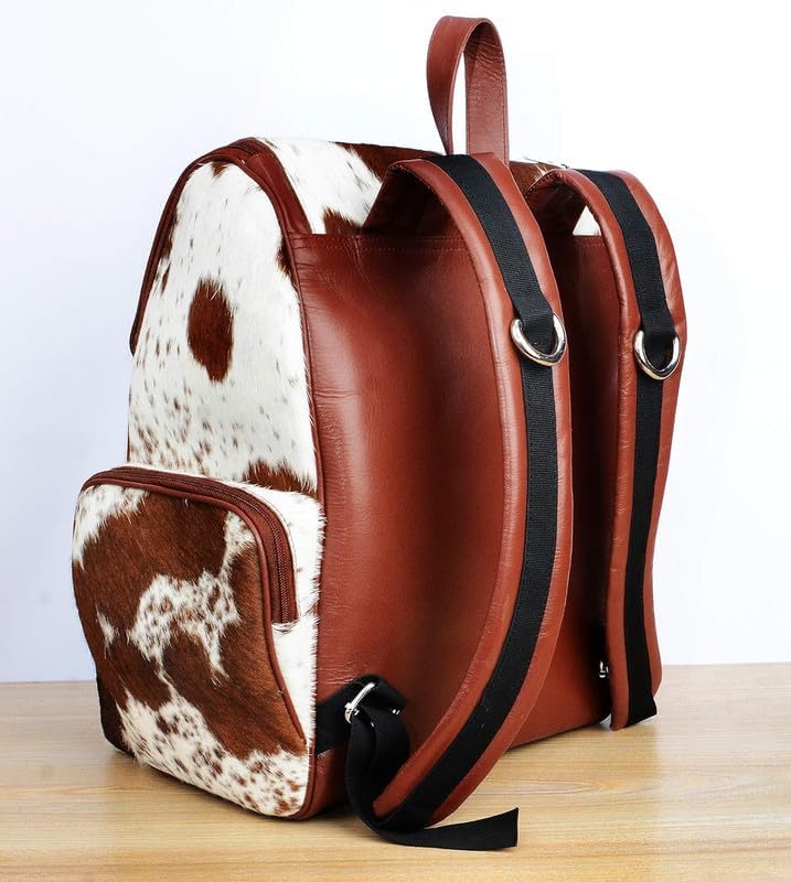 Miniatura 7 de LP-FACON Mochila para pañales de cuero de vaca occidental  Regalos de ducha lindos con estampado de vaca para mamá  Bolsa de viaje grande marrón y