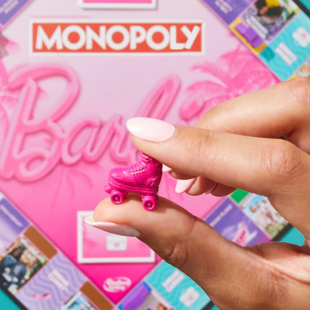 Hasbro Gaming Monopoly Barbie Fun Board Game for the Whole Family with 6 Pink Zinc Tokens Barbie for 2-6 Players Ages 8+