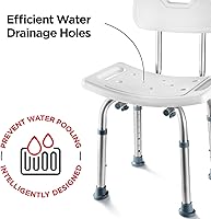 Vista 6 de Medical king Shower Chair Set of 3 - Includes Back Scrubber & Additional Sponge - Anti Slip for Safety, with 8 Adjustable Heights Portable - Tool