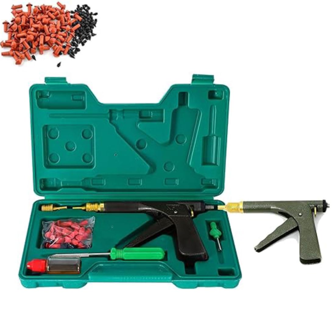 Glorivox Rapid Plug 2.0, Kit de Réparation de Pneu, Kit Anti Crevaison pour Voiture, Tubeless Tire Puncture Repair Kit with Mushroom Plug, Kit de Reparation pour Voitures, Vélos, Motos