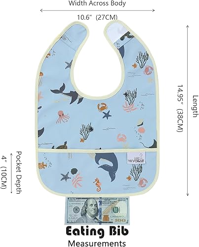 Miniatura 5 de YKVOSAR Baby Bibs for Eating Waterproof Baby Bibs Baby Feeding Bibs 2 Packs Washable Baby Food Bibs 6-24 Months