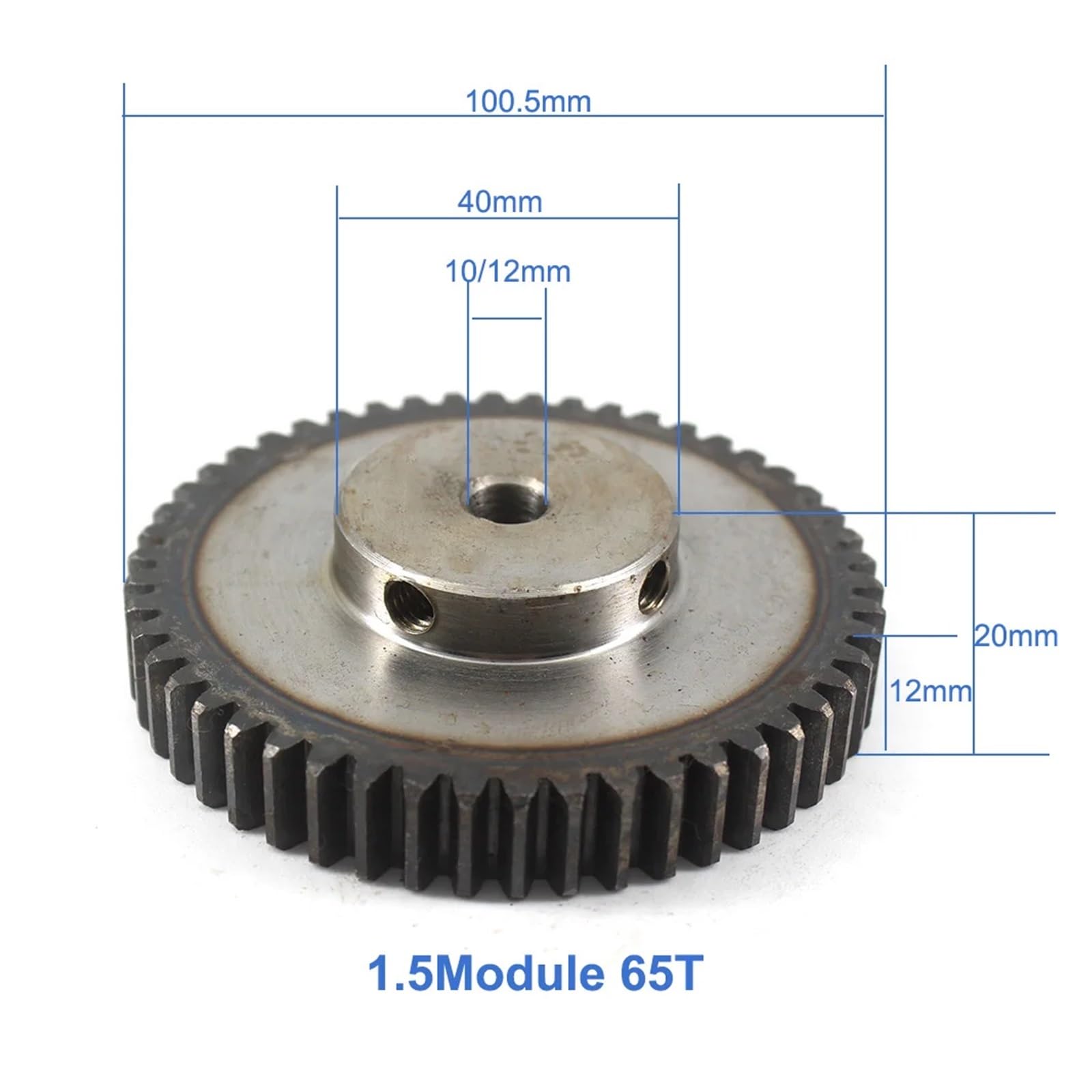Bevel Gear Pinion Hardware Mechanical Gear Wheel Metal 1.5Module 65T 45Steel Rc Pinion Gears 10/12mm Bore 1.5 Mould 65Tooth Gear Wheel Spur Gear Pinion(12mm)