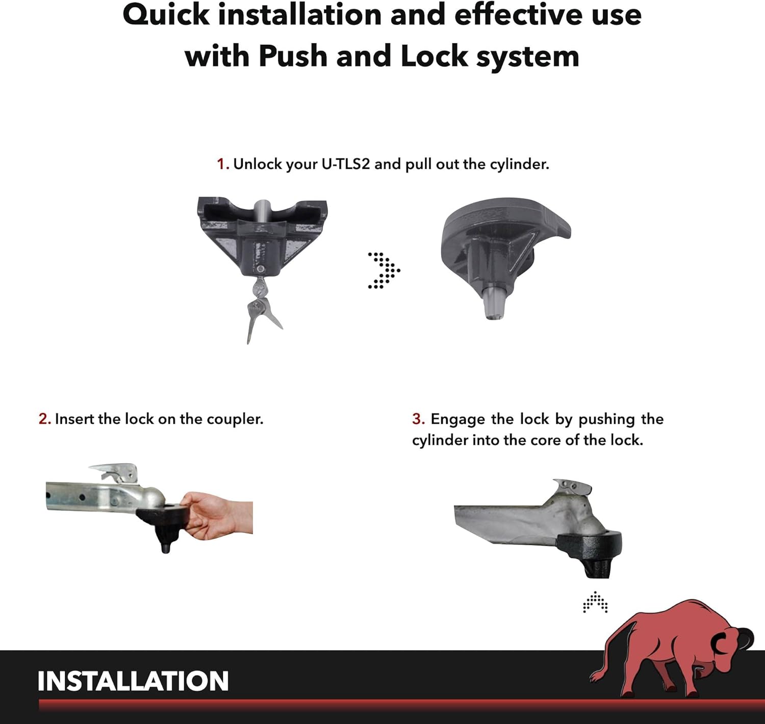 AMPLOCK U-TLS2 : 2'' RV Lock/Trailer Coupler Lock/Boat Trailer Lock (fits on Specific 2 inches Coupler only) : Automotive