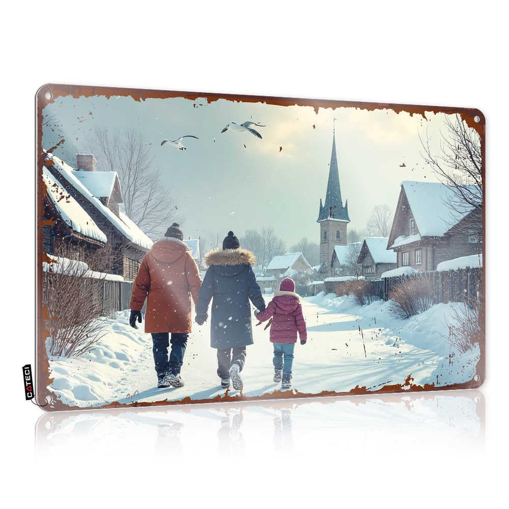 Arte de pared vintage de invierno para decoración exterior y hogar FZFN 6