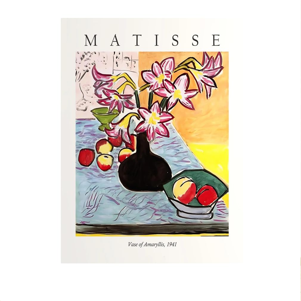 LHHJF LJHFA Henri Matisse Poster Retro Vase Still Life Wall Art And Prints Modern Henri Matisse Canvas Painting Home Decor Wall Picture 40x60cmx1 No Frame