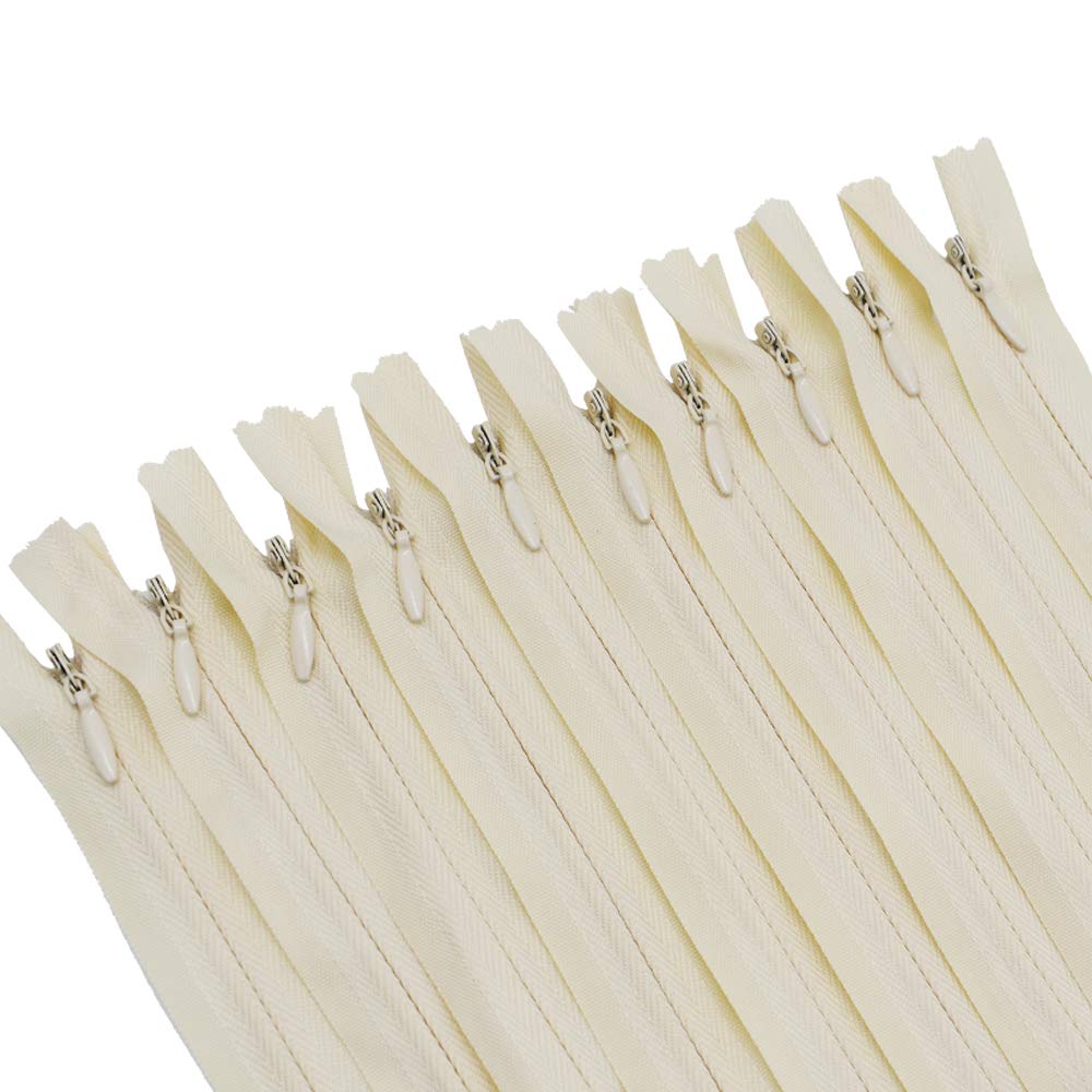 20Inch 40Pcs Invisible Zippers Nylon Coil Zipper for DIY Craft Tailor Sewing Crafts Accessories (Beige)