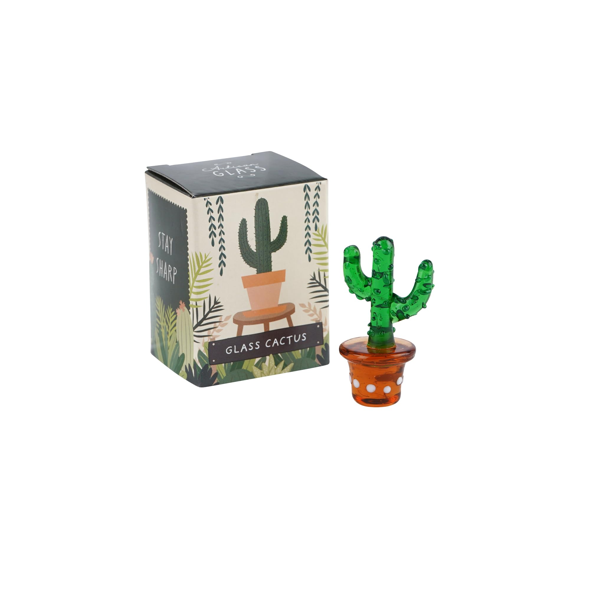 CGB Giftware | Artisan Glass Cactus In Gift Box | Collectable | Ornament | Figurine | Home Decor | GB09419