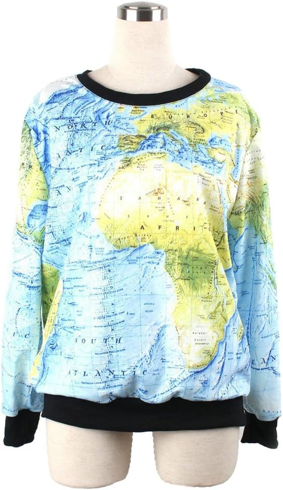 Sweater World Map Galaxy Hoddies Pullover Sweatshirt Plus Size Free Size