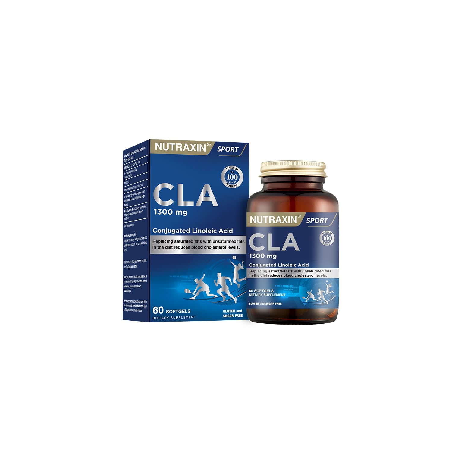 Nutraxin Tonalin CLA 1300 mg | Konjuge Linoleik Asit | Yağ Yakımını Destekler | Kas Kütlesi Koruyucu | 60 Yumuşak Kapsül