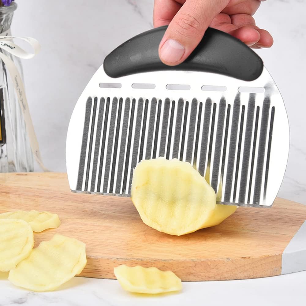 Potato Crinkle Cutter, Stainless Steel Potato Chipper Chip Cutter