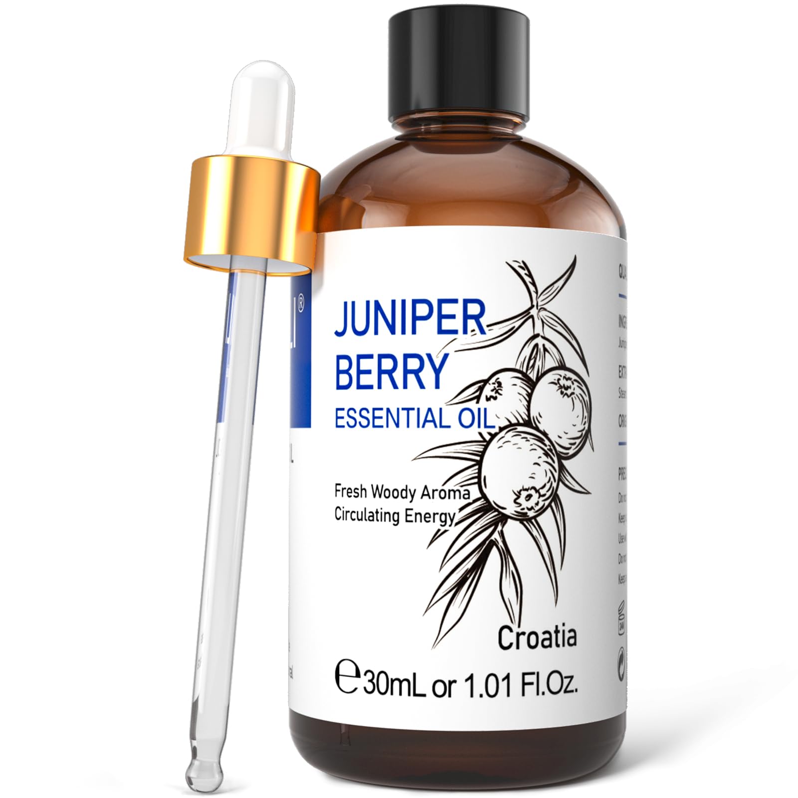HIQILI 1 Fl Oz Juniper Berry Essential Oil, 100% Pure Undiluted for Diffuser, Skin - 30ml