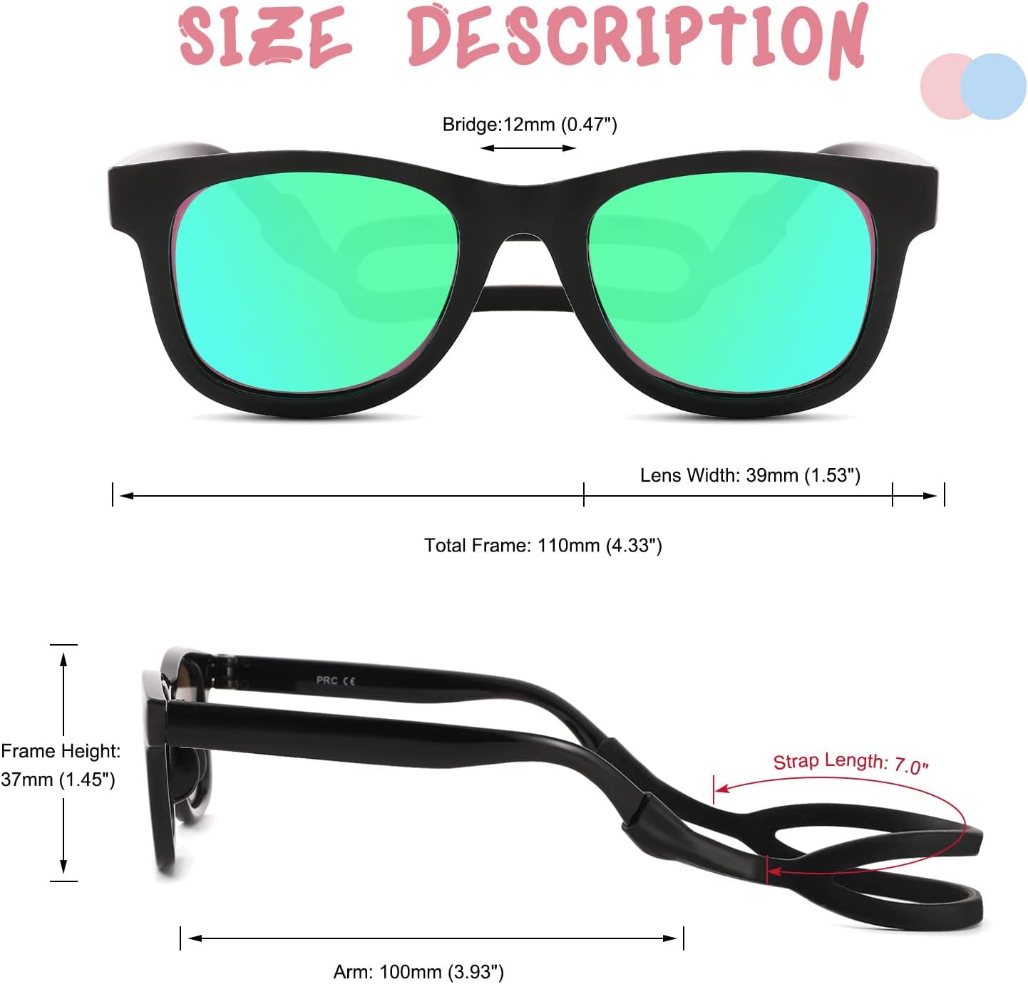 COASION Bendable Flexible Polarized Newborn Baby Sunglasses with Silicon Strap for Infant Boys Girls Age 0-12 Months CA9042 - Image 6