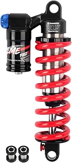 JFOYH Adjustable Oil+Coil Spring Rear Shock Suspension, Shock Absorbers For Downhill MTB Bike/E-bike, 240mm X 550lbs - Red