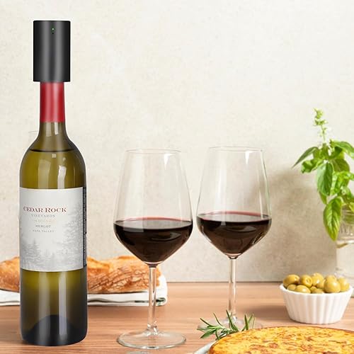 Miniatura 9 de Ludkim Tapón eléctrico de vino, mini bomba de vacío automática para guardar vino fresco, sellador de vino recargable y conservador para botellas de