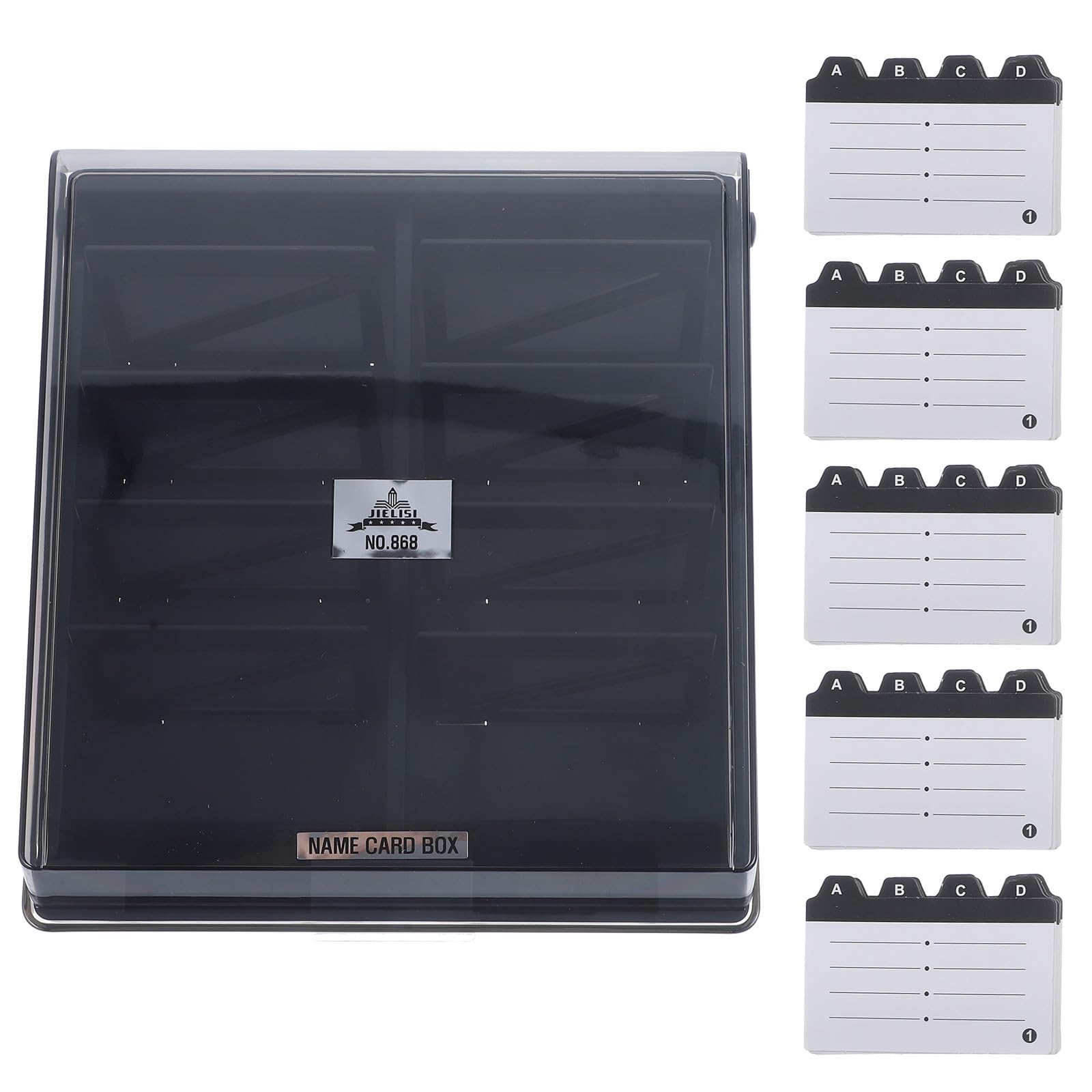 NUOBESTY Caja para Tarjetas de Visita Tarjetero de Abs, Estable y Resistente al Desgaste, Ahorra Espacio, Resistente a Caídas, Diseño Simple y Elegante para Escritorio