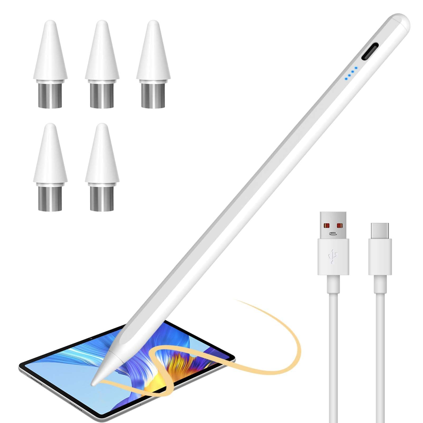 Penna Universale per Tablet Compatibile iPhone Samsung Huawei Xiaomi Touch con 4 Punte Ricambio Rifiuto Palmo Sensibilità Inclinazione