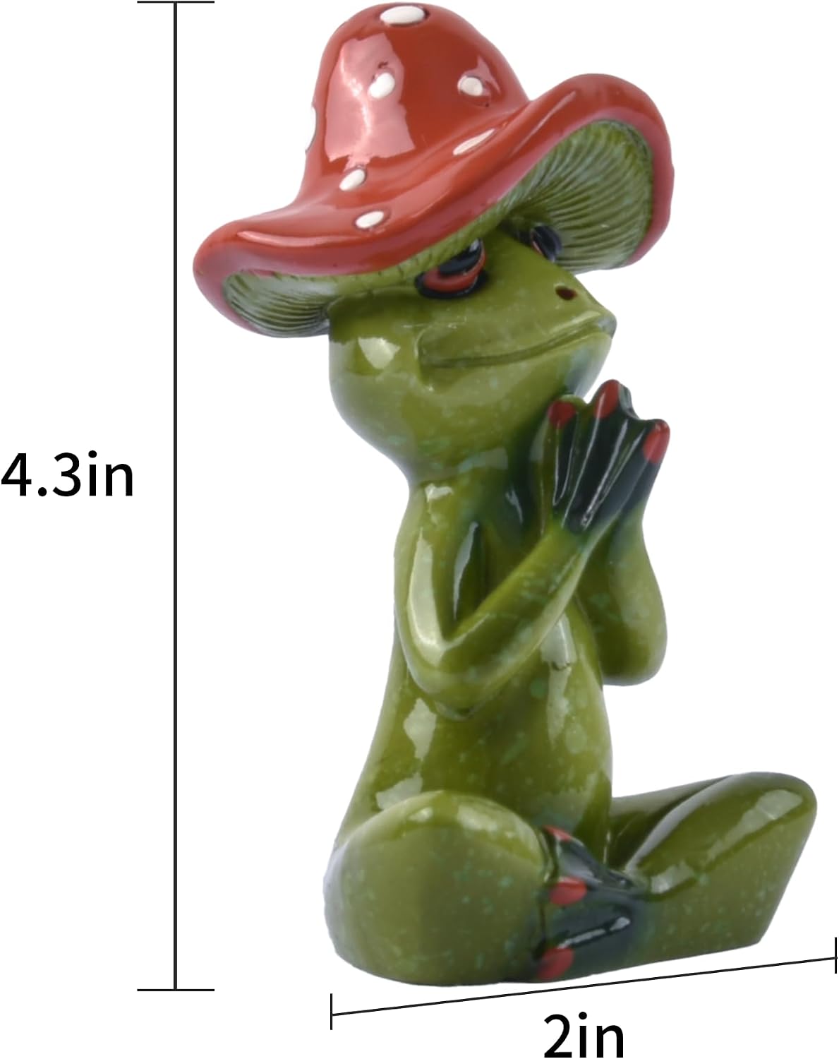 Yoga Tree Frog Figurine Mushroom Hat Meditating Zen Resin Statue image 3