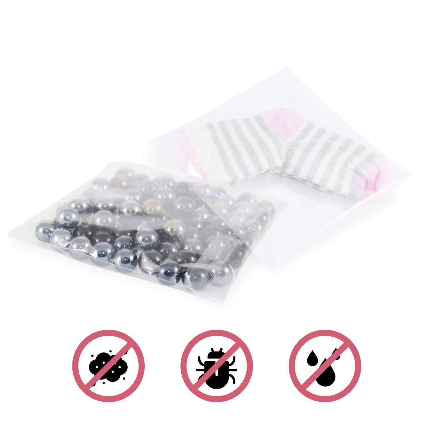 100 sacchetti con chiusura a zip in plastica trasparente auto-sigillante, 12 x 17 cm