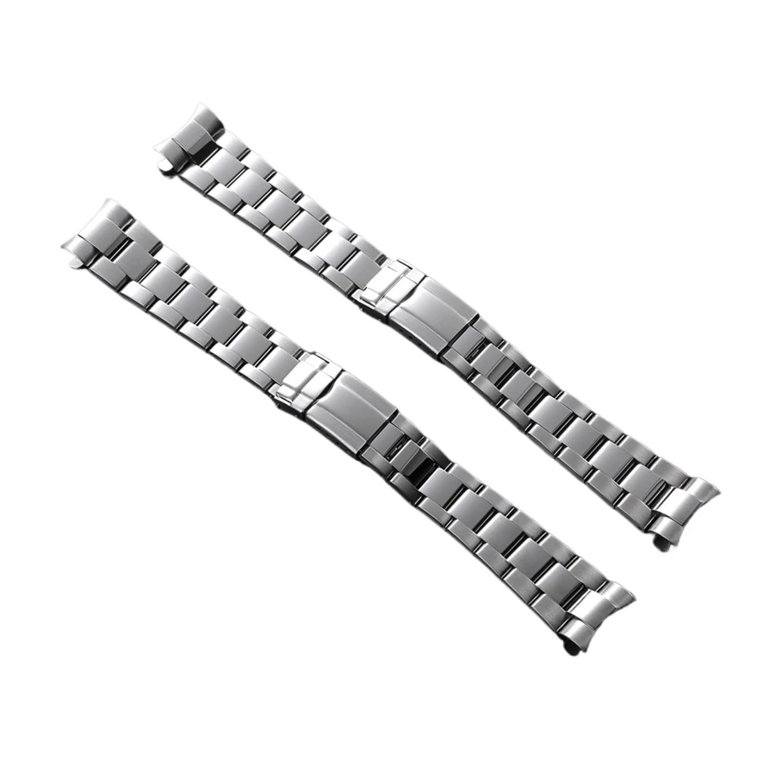 Bracelet de montre en métal avec extrémité incurvée de 20 mm - Fermoir pliable - Pour homme et femme