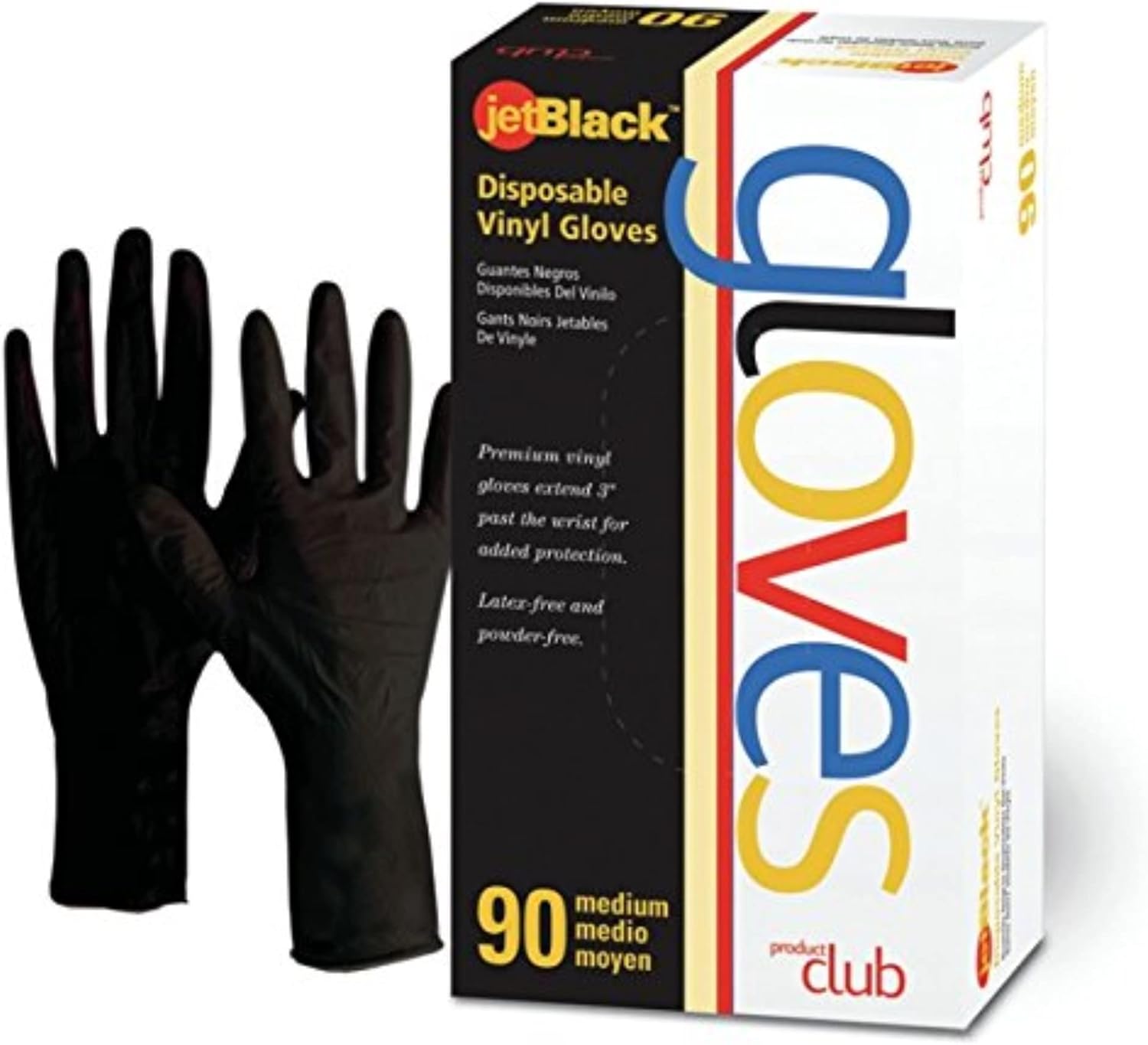 Jetblack Vinyl Glove, Black, Small, 90 Count